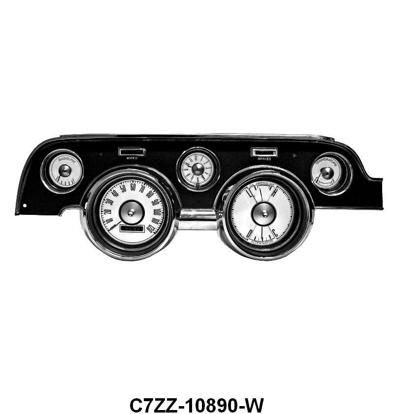 GAUGE FACE APPLIQUES - 67-68 MUSTANG W/O TACH WHITE GAUGE FACES