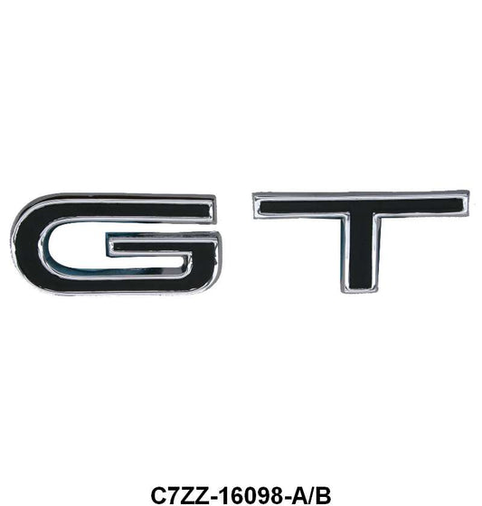 FENDER G.T. EMBLEMS - 67 MUSTANG/FAIRLANE/COUGAR,   2 PAIR REQ