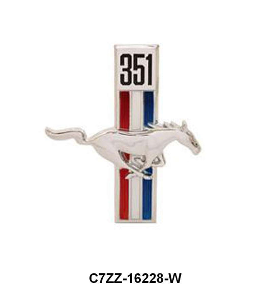 RUNNING HORSE FENDER EMBLEM - 67-68 MUSTANG "351" RH