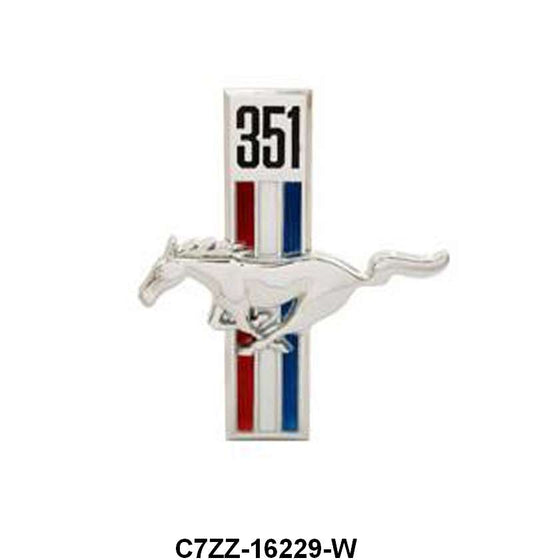 RUNNING HORSE FENDER EMBLEM - 67-68 MUSTANG "351" LH