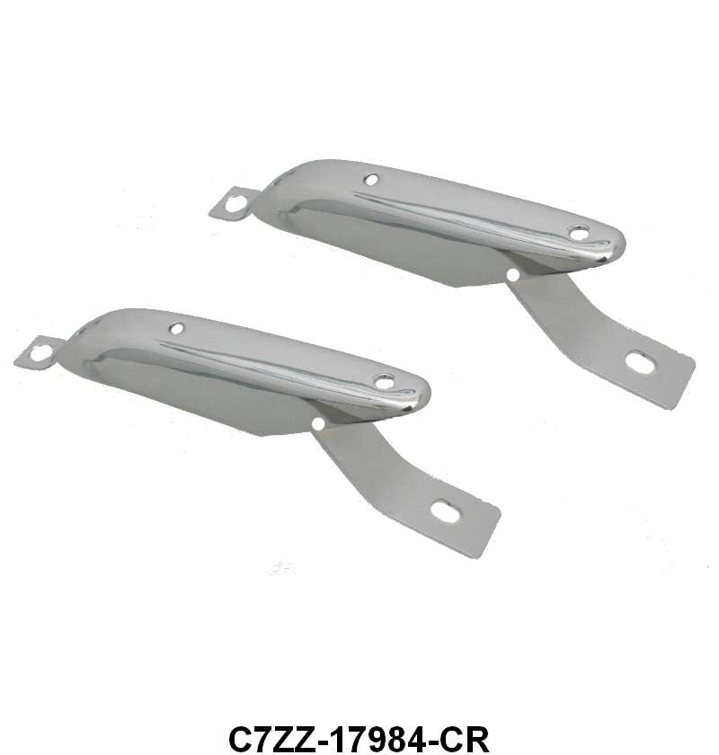 CHROME REAR BUMPER GUARDS WITH HOLES - 67-68 MUSTANG