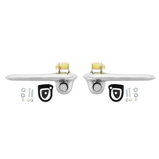 OUTSIDE DOOR HANDLES - 67-68 MUSTANG/COUGAR WITH BUTTONS AND PADS