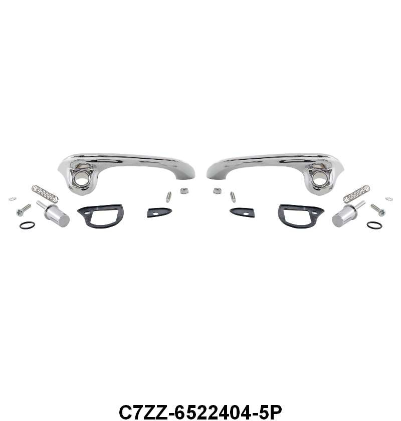 OUTSIDE DOOR HANDLES - 67-68 MUSTANG/COUGAR WITH BUTTONS & PADS