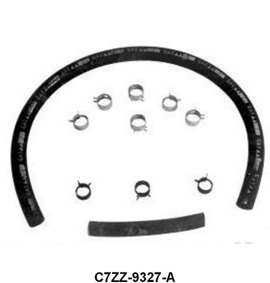 OEM FUEL LINE TO FUEL PUMP HOSE - 67-70 ALL 3/8" W/SCRIPT W/CLAMPS