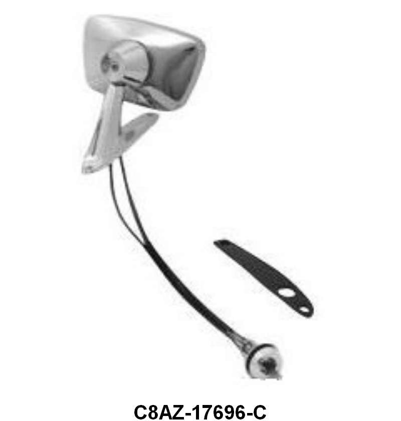 REMOTE CONTROL OUTSIDE MIRROR - 68 MUSTANG LEFT HAND SHOW CHROME