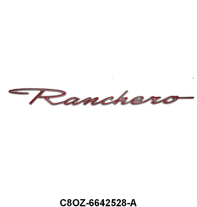 QUARTER PANEL EMBLEM/SCRIPT - 68-69 "RANCHERO" RED
