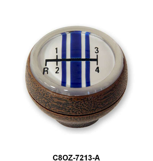 MANUAL FLOOR SHIFT KNOB - 68-69 GLX/FLCN/FRLN/MUST 4-SPD WOODGRAIN