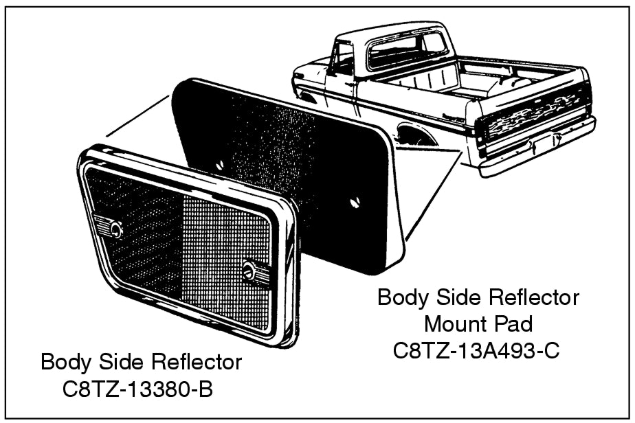STYLESIDE BEDSIDE REFLECTOR MOUNTING PAD-68-69 F-100/F-250, LH