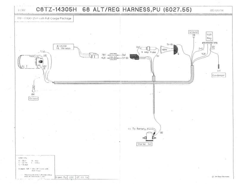 ALTERNATOR TO VOLTAGE REGULATOR HARNESS - 68 F-100-250 352/390