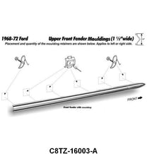 UPPER FRONT FENDER MOLDING -  68-72 F-100/F-250 RH OR LH 1-1/2" WIDE