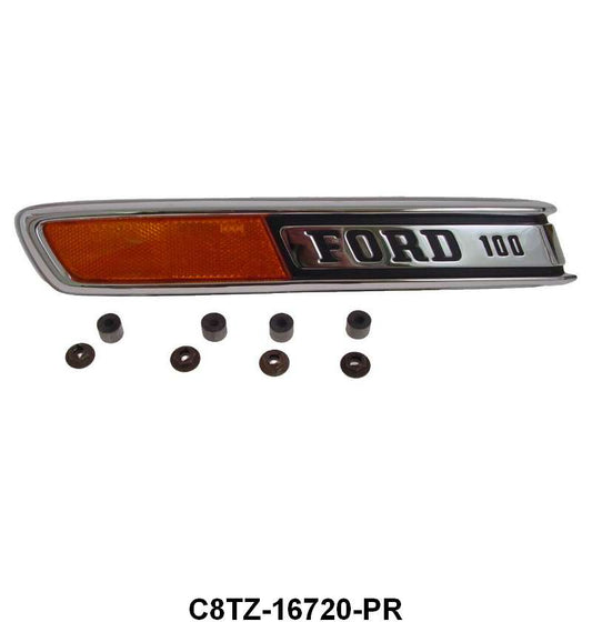 HOOD SIDE EMBLEMS - 68-72 "FORD 100"