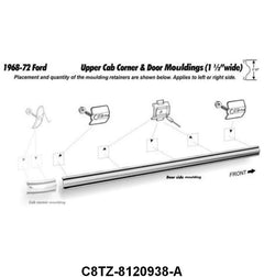 UPPER DOOR MOLDING - 68-72 F-100/F-250 1-1/2