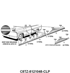UPPER BODY SIDE MOLDING CLIP KIT - 68-72 F-100/250 1-1/2"