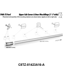 UPPER CAB CORNER MOLDING - 68-72 F-100/F-250 RH OR  LH, 1-1/2" WIDE