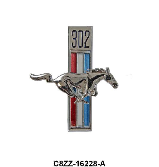 RUNNING HORSE FENDER EMBLEM - 68 MUSTANG "302" RH