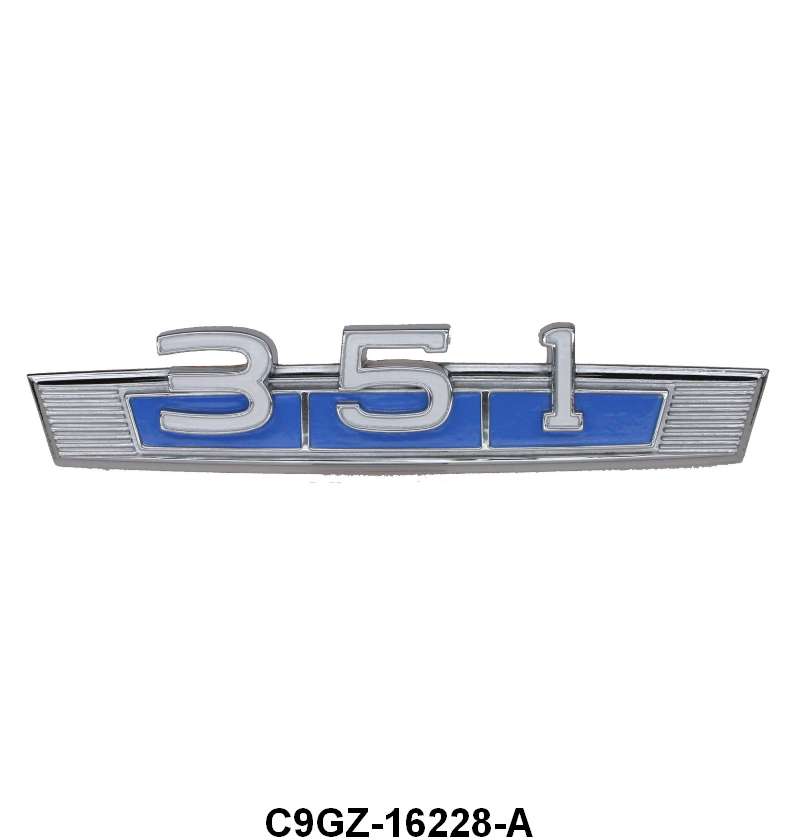 ENGINE SIZE EMBLEM - 69 FAIRLANE/RANCHERO/COMET "351", BLUE BACKGROUND