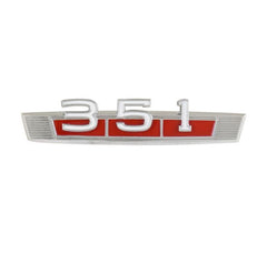 ENGINE SIZE EMBLEM - 69 FAIRLANE/RANCHERO/COMET "351", RED BACKGROUND