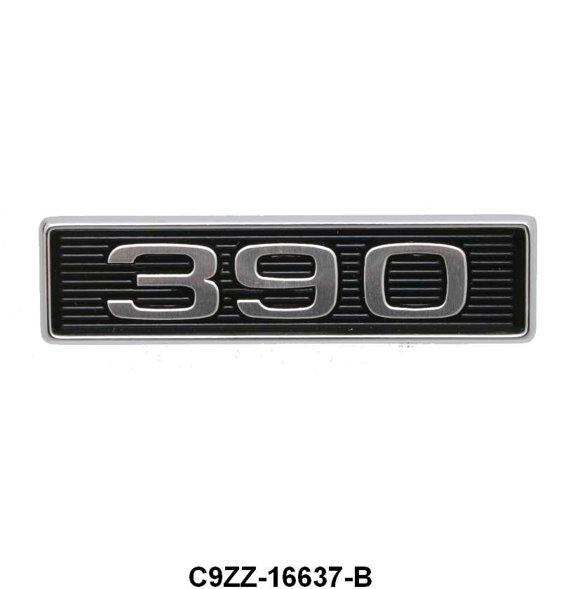 HOOD SCOOP SIDE EMBLEM - 69 FAIRLANE/RANCHERO/MUSTANG "390"