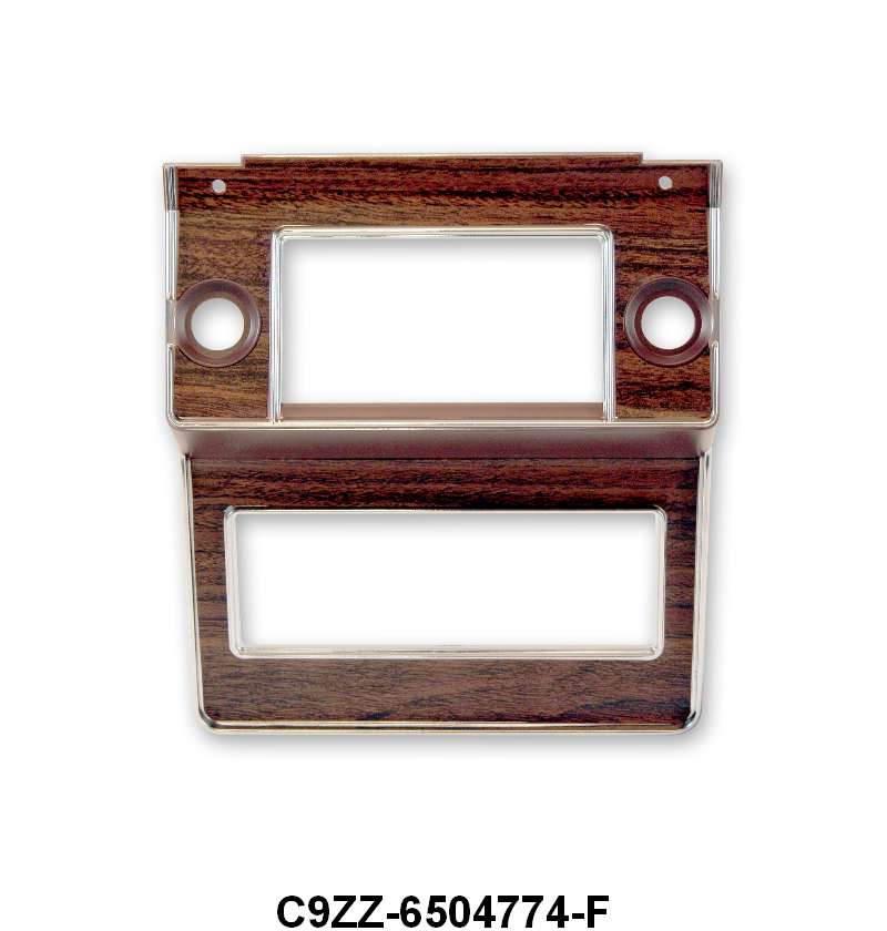 RADIO BEZEL - 69-70 MUSTANG WOODGRAIN/CHROME