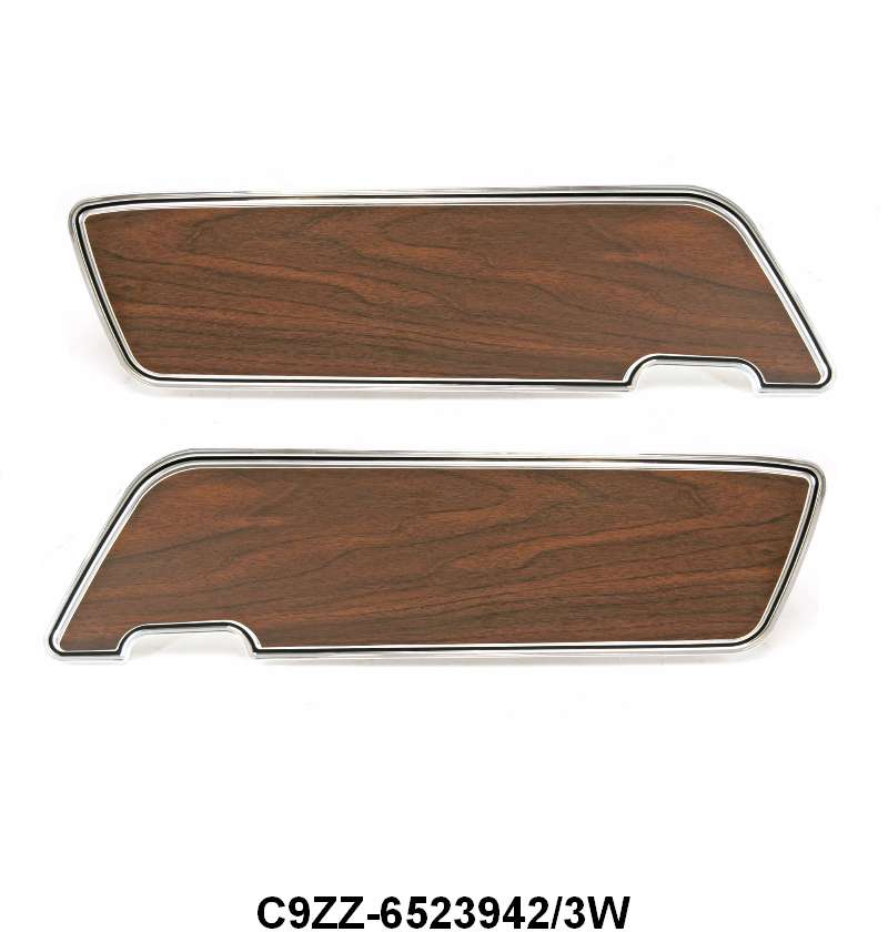 DOOR PANEL INSERT WITH ALUMINUM PANEL - 69-70 MUSTANG DLX WALNUT