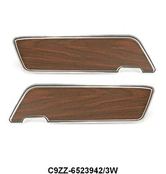 DOOR PANEL INSERT WITH ALUMINUM PANEL - 69-70 MUSTANG DLX WALNUT