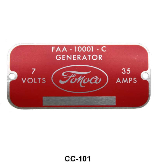 GENERATOR METAL TAG - 49-53 PASS, 48-52 F-1/F-3 53 F-100/F-350