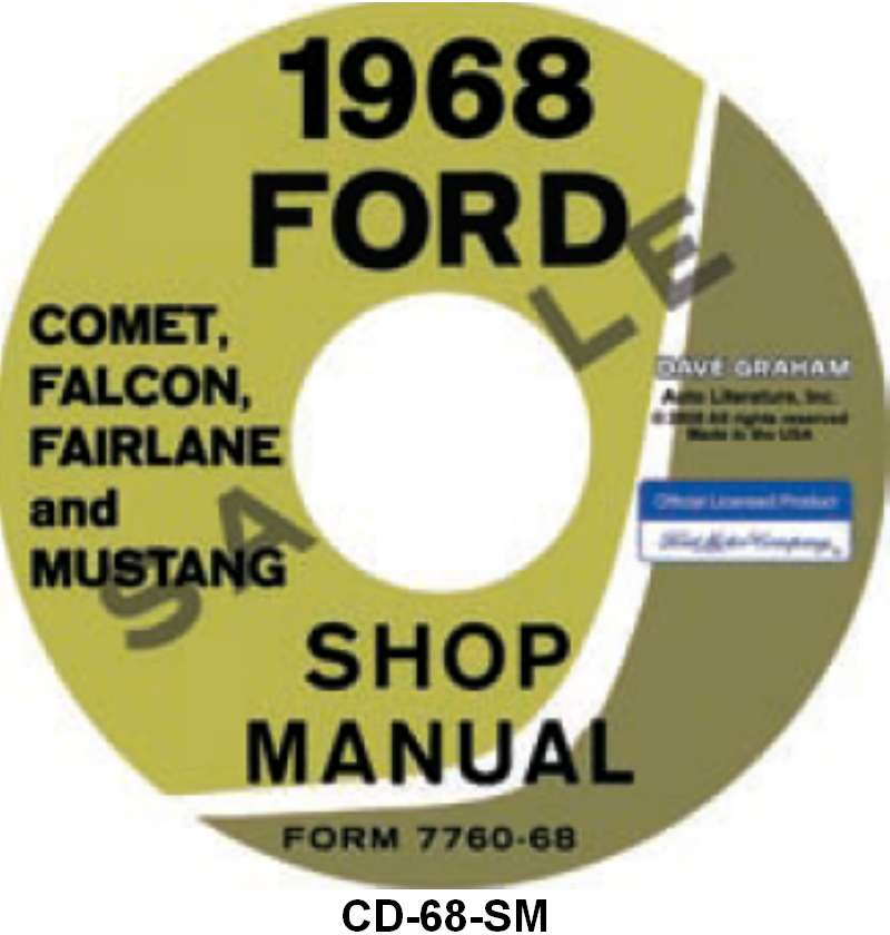 SHOP MANUAL ON CD - 68 FAIRLANE/FALCON/MUSTANG/COMET/RANCHERO