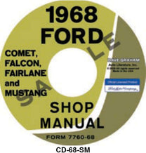 SHOP MANUAL ON CD - 68 FAIRLANE/FALCON/MUSTANG/COMET/RANCHERO