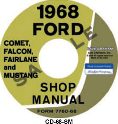 SHOP MANUAL ON CD - 68 FAIRLANE/FALCON/MUSTANG/COMET/RANCHERO