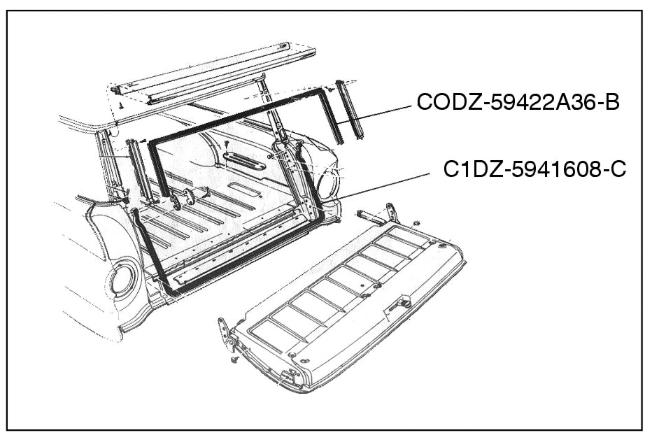 TAILGATE WINDOW TO ROOF SEAL - 60-65 FALCON WAGON, 96"