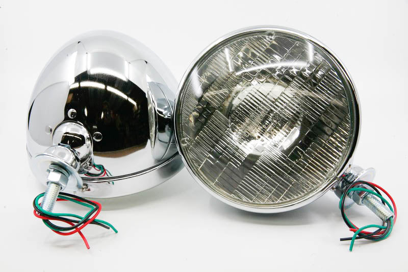 UNIVERSAL DIETZ HEADLIGHTS - CHROME WITH 12 VOLT 7" BULB