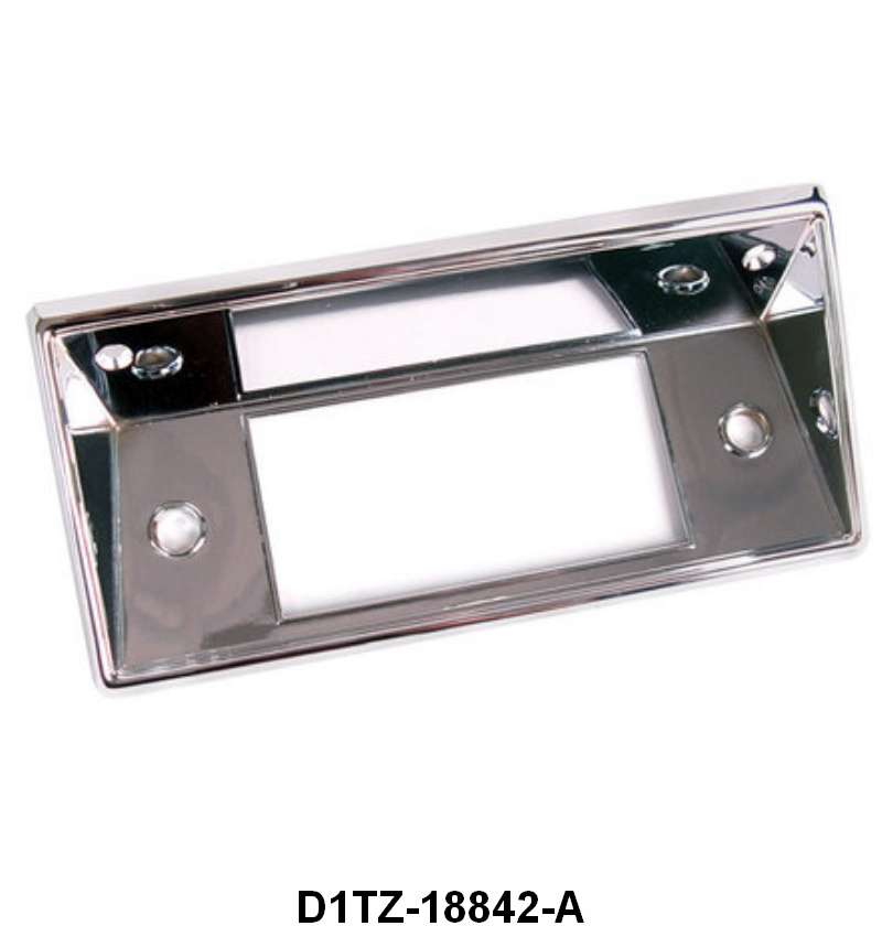 STOCK RADIO DASH BEZEL - 68-72 F-100/F-350, CHROME W/BLACK AND SILVER ACCENTS
