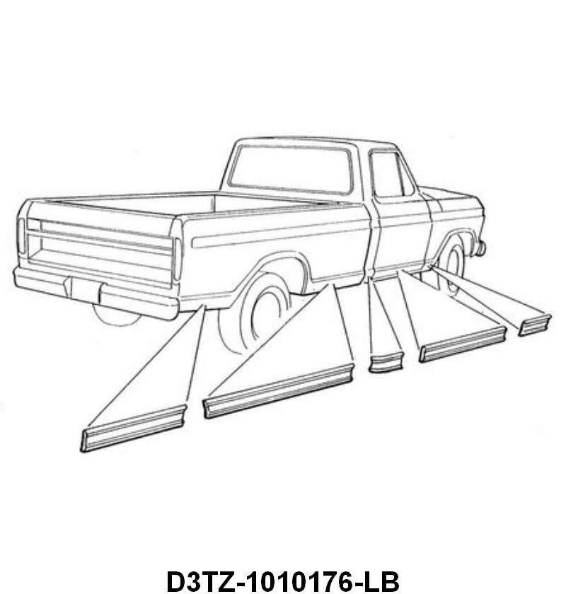 FORD TOOLING  ROCKER MOLDING KIT-- 73-79 F-100/F-350 LONG BED