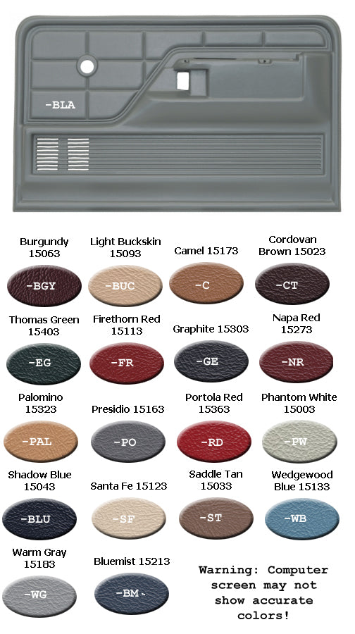 REPRODUCTION DOOR PANELS - 73-79 - PICKUP, BLACK