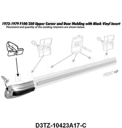 UPPER CAB CORNER MOLDING - 73-79 F-100/F-350 LH 2-3/8" WIDE