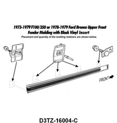 UPPER FENDER MOLDING - 73-79 F-100/F-350 LH 2-3/8" WIDE