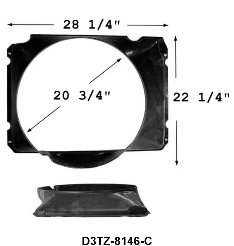 FAN SHROUD - 68-76 F-100/F-350 360/390, CASTING # D3TA-DA
