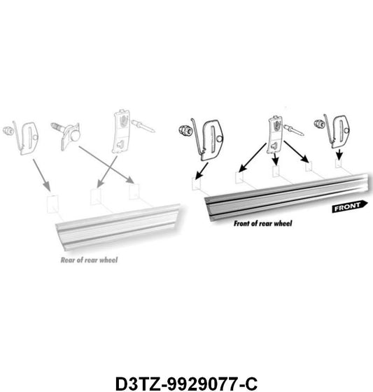 FRONT OF BED ROCKER MOLDING - 73-79 F-100 SHORT BED LH
