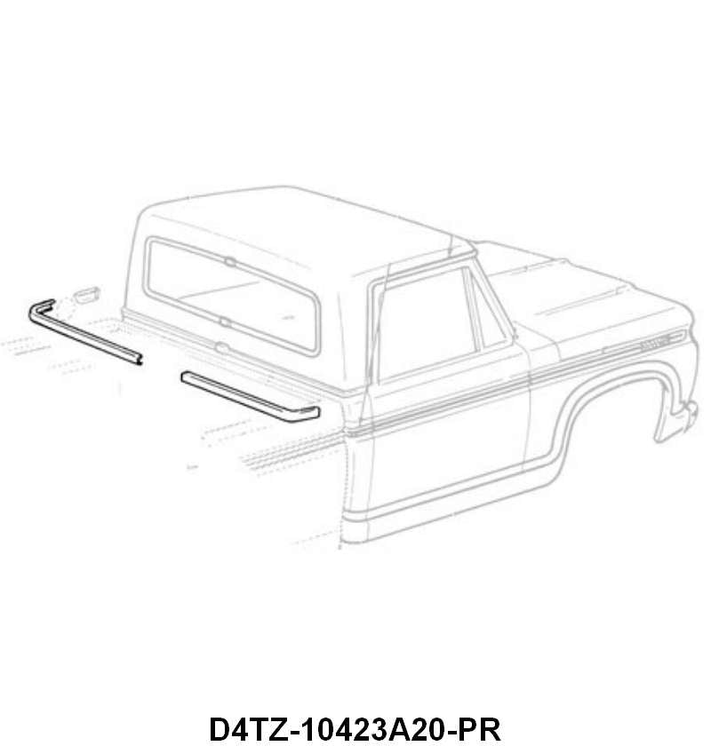 BELOW REAR WINDOW MOLDING - 74-79 PICKUP SUPER CAB W/FASTENERS