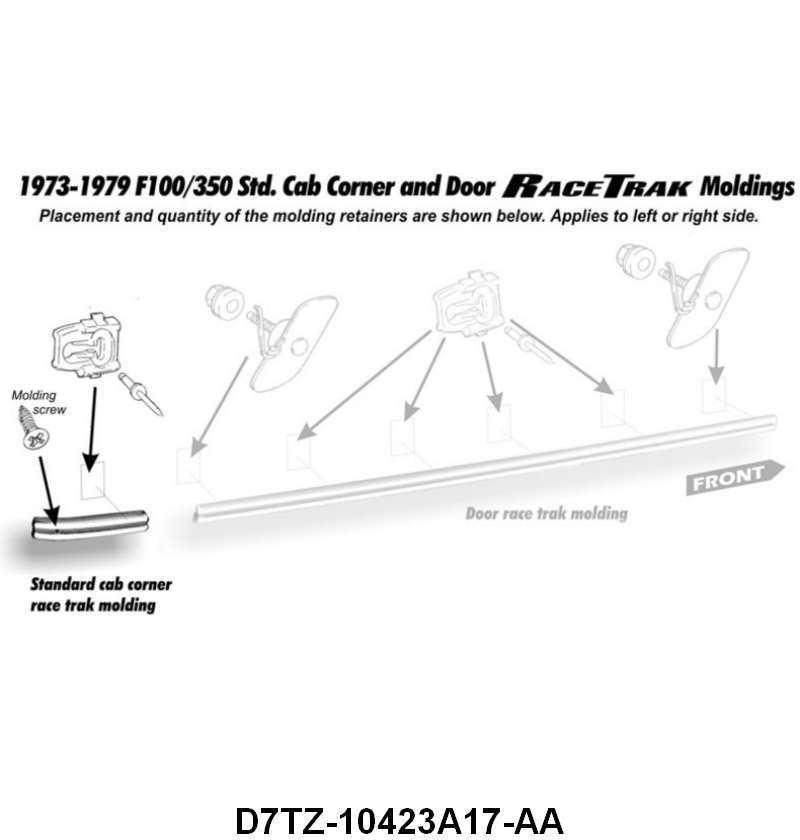 LOWER RACE TRACK CAB CORNER MOLDING - 77-79 F-100/F-350 LH