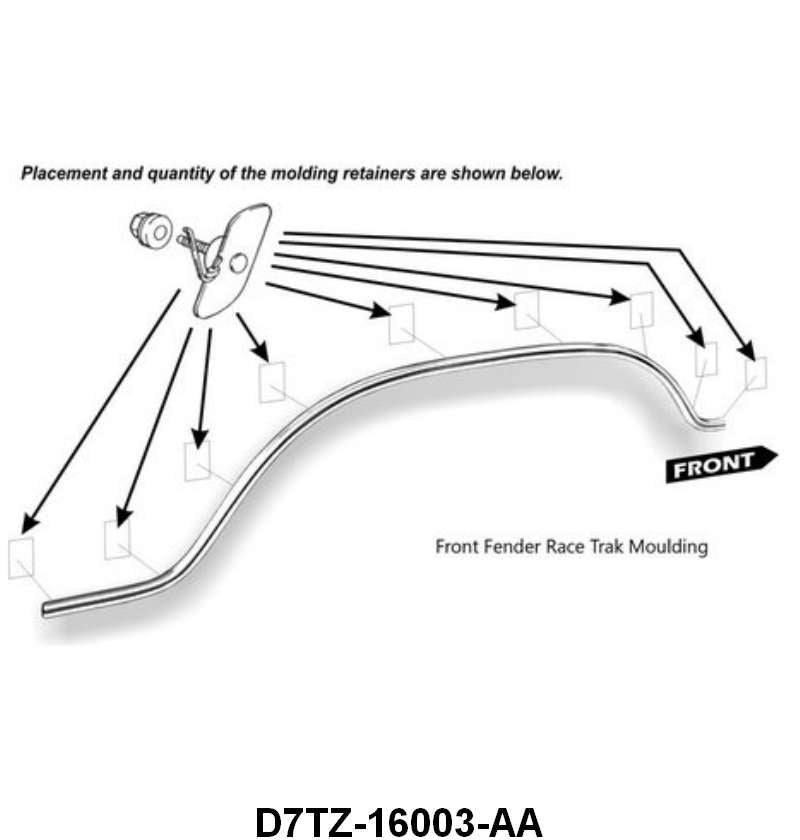 LOWER RACE TRACK FRONT FENDER MOLDING - 77-79 F-100/F-350 RH