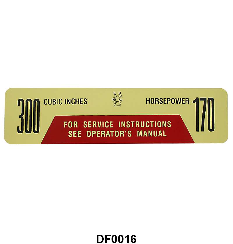 AIR CLEANER DECAL - 67 F-100/F-350, 300-170HP