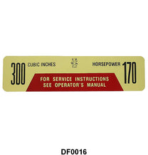 AIR CLEANER DECAL - 67 F-100/F-350, 300-170HP