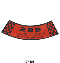 AIR CLEANER DECAL - 67 FALCON 289-4V