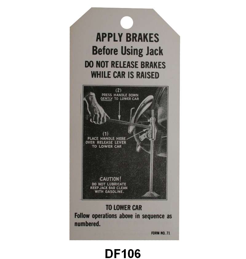 JACK INSTRUCTION TAG - 39 PASSENGER