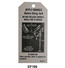 JACK INSTRUCTION TAG - 39 PASSENGER