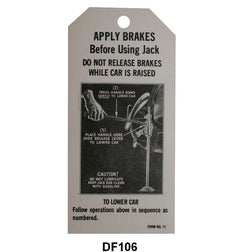 JACK INSTRUCTION TAG - 39 PASSENGER