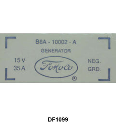 GENERATOR DECAL - 58 PASSENGER, 60 FALCON