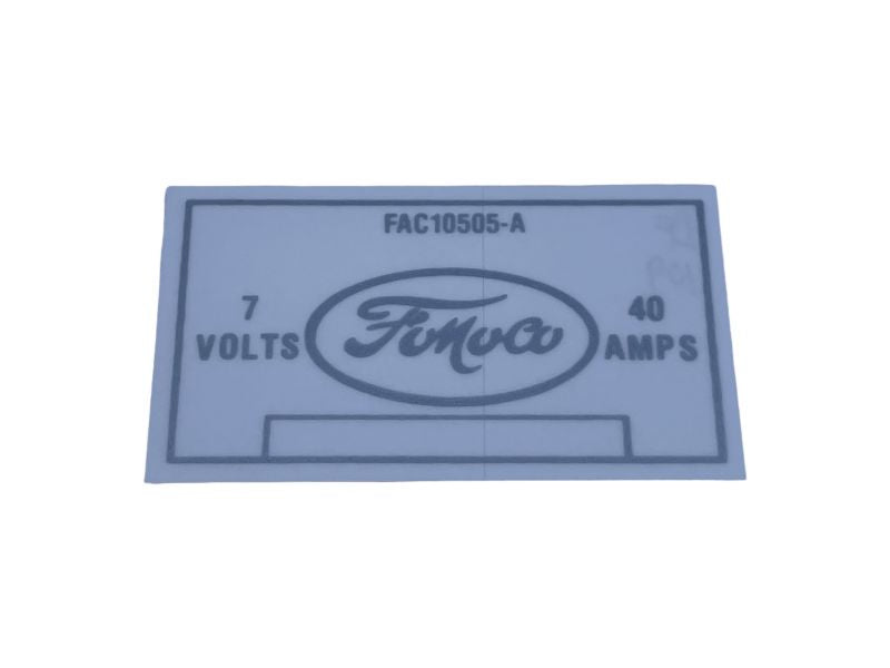 VOLTAGE REGULATOR DECAL - 52-54 PASS, 52-54 F-100/250