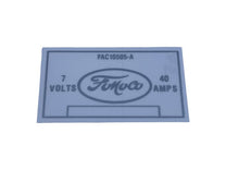 VOLTAGE REGULATOR DECAL - 52-54 PASS, 52-54 F-100/250